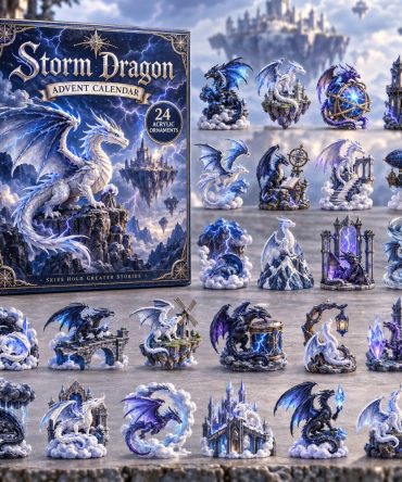 Storm Dragon 2026 Advent Calendar — 24-Day Fantasy Countdown With 24 Acrylic Dragon Charms, Collector’S Holiday Gift & Display Piece