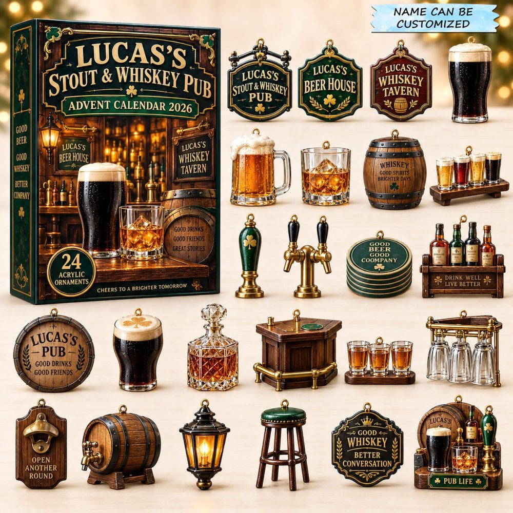 2026 Stout & Whiskey Advent Calendar - 24-Day Beer Lover Acrylic Charms, Craft Beer Countdown Gift Box For Men