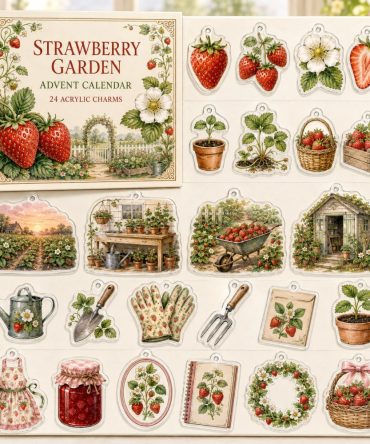 Strawberry Growing Advent Set — 24 Acrylic Charms For Gardeners & Food Lovers, Festive Diy Countdown Gift