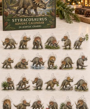 Styracosaurus Countdown Set — 24 Horned Dinosaur Acrylic Charms, Fun Advent Calendar For Dino Fans, Kids & Collectors