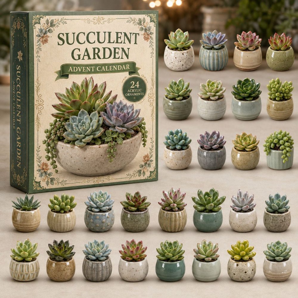 Succulent Garden Advent Calendar 2026 - 24-Day Acrylic Charm Countdown, Perfect Gift For Gardeners & Plant Moms