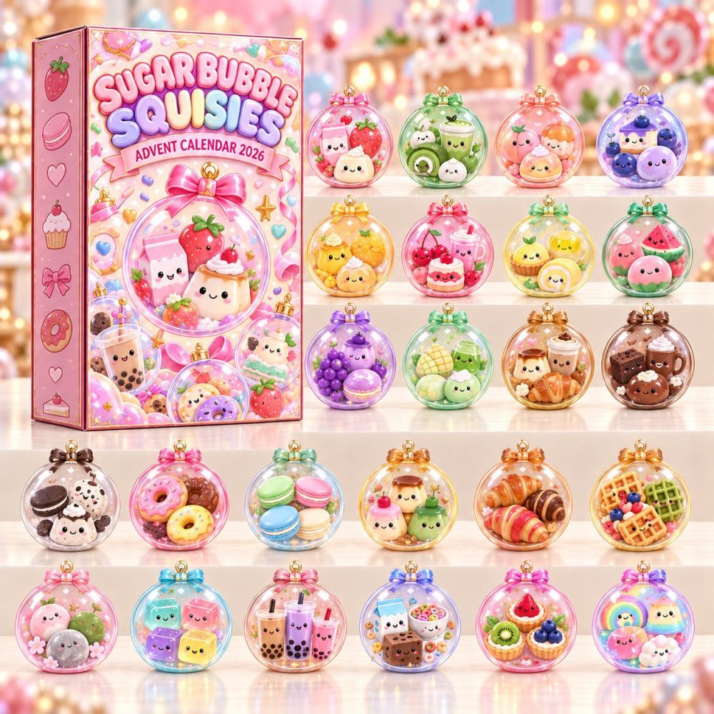 Sugar Bubble Squisies Advent Calendar, 24 Bubblegum Acrylic Charms, Colorful Squishy Countdown For Kids & Collectors, Limited Edition 2026