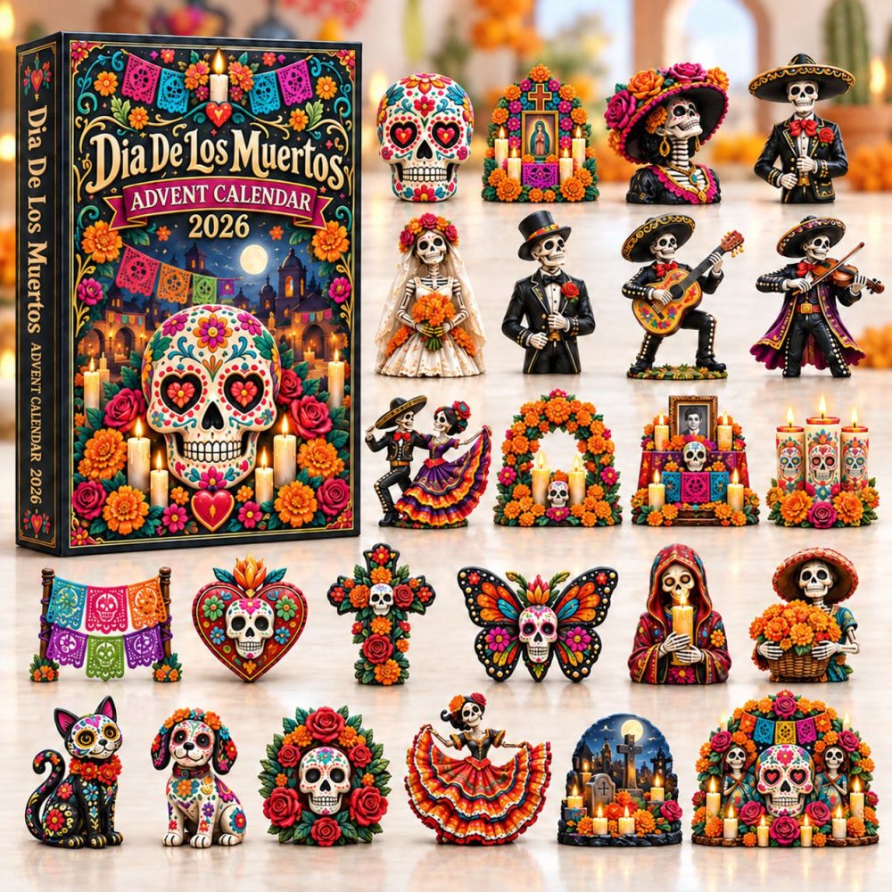 Sugar Skull Altar Día De Los Muertos Calendar 2026 — 24 Intricate Acrylic Charms For Ofrenda, Décor & Limited-Edition Countdown