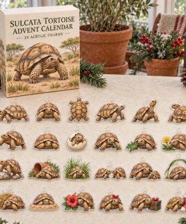 Sulcata Tortoise 24-Day Acrylic Charm Countdown Calendar — Durable Reptile Charm Set & Holiday Gift For Tortoise Enthusiasts And Kids