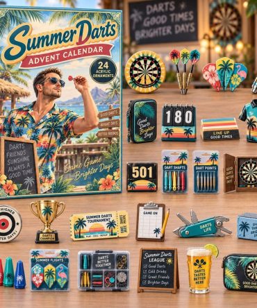 Summer Darts 24-Day Advent Calendar — Acrylic Dartboard & Dart Charms, Bold Seasonal Countdown Gift For Players & Pub Fans