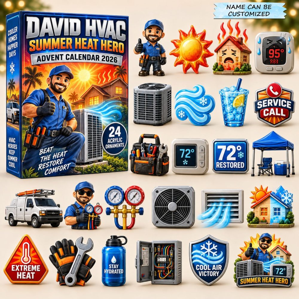2026 Summer Hvac Technician Advent Calendar – 24-Day Countdown With 24 Acrylic Hvac Charms, Ideal Trade Gift & Stocking Stuffer