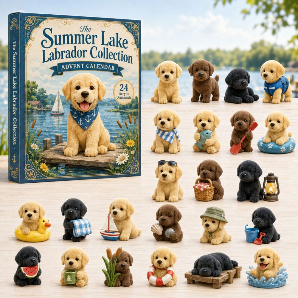 Summer Lake Labrador Advent Calendar 2026 - 24-Day Acrylic Charm Countdown, Dog Lover Summer Gift & Decor