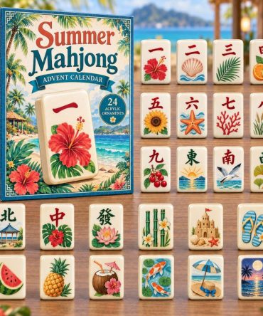 Summer Mahjong 24-Day Advent Calendar — Tropical Acrylic Tile & Symbol Charms, Holiday-Style Countdown For Game Lovers
