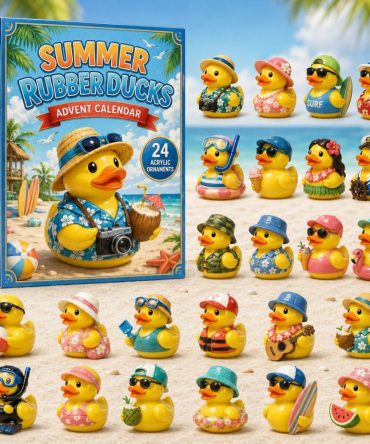 Summer Rubber Ducks 24-Day Charm Countdown Calendar - 2026 Bright Acrylic Set For Kids, Beach Lovers, Holiday Gifts