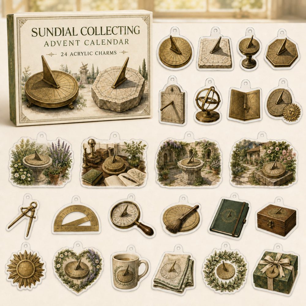 Sundial Collector'S Holiday Countdown — 24 Acrylic Timekeeping Charms, Unique Astronomy & History Gift For Collectors