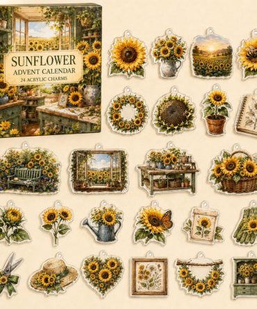 24-Day Sunflower Charm Countdown Advent — Acrylic Sunflower Floral Charms Set, Bright Holiday Gift For Gardeners & Nature Enthusiasts