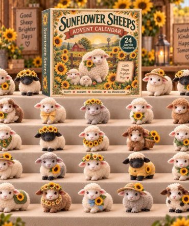 Sunflower Sheep Holiday Countdown - 24-Day Acrylic Charms Collection, Sunny Pastoral Collectible Ornament Gift