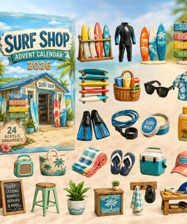 Surf Shop 2026 Advent Calendar — 24-Day Acrylic Charm Countdown, Mini Beach Shop Collectibles & Gift Set