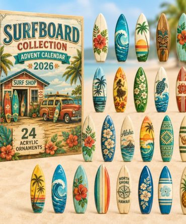 2026 Surfboard Collection Advent Calendar — 24-Day Acrylic Charm Countdown, Perfect Gift For Surfers & Collectors
