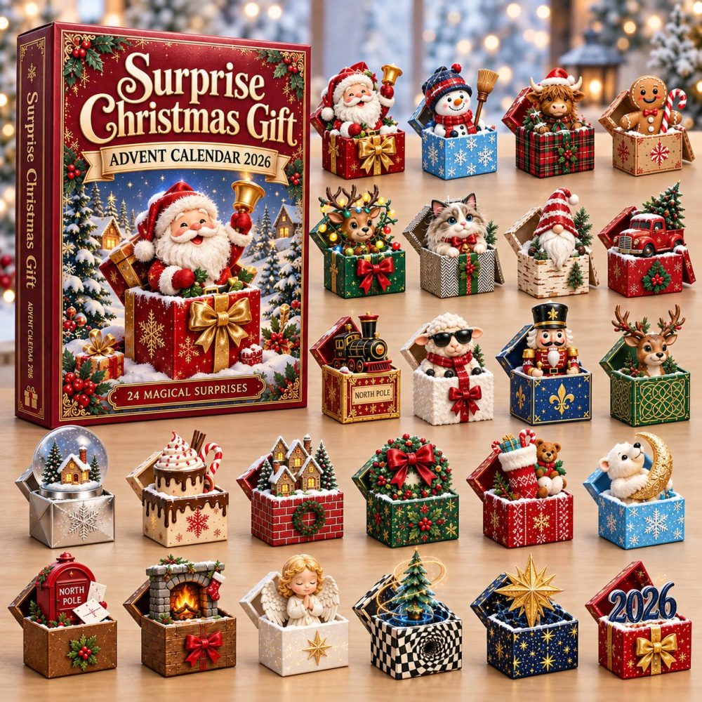 Surprise Christmas Gift Advent 2026 — 24 Mystery Acrylic Charms, Curated Holiday Countdown Box Perfect For Gifts & Stocking Stuffers