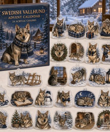 Swedish Vallhund Holiday Countdown Calendar - 24 Acrylic Viking Dog Charms, Cute Gift For Vallhund Fans