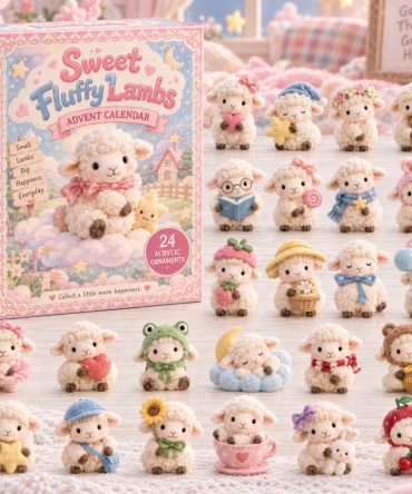 Sweet Fluffy Lambs Holiday Countdown - 24-Day Acrylic Charms Collection, Soft Pastel Lamb Ornament Gift