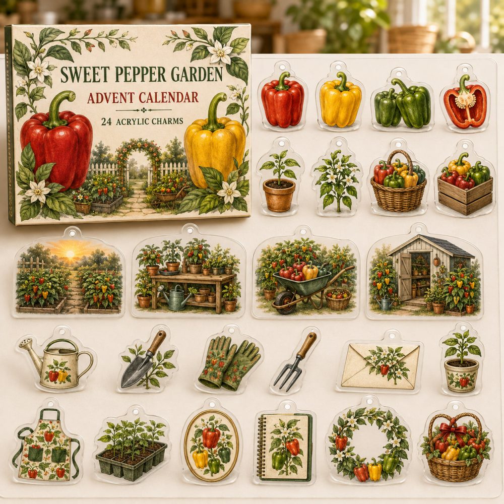 Sweet Pepper Garden Countdown Pack — 24 Acrylic Pepper & Chili Charms, Advent Gift For Gardeners, Cooks & Craft Lovers