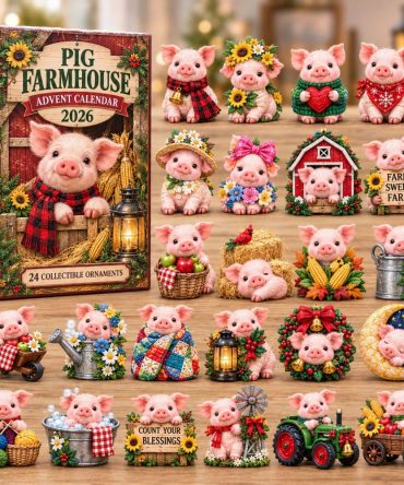 Sweet Pig Farmhouse 24-Day Holiday Countdown Calendar 2026 – Acrylic Piglet Charms, Cute Barnyard Advent Decor & Farmer Gift