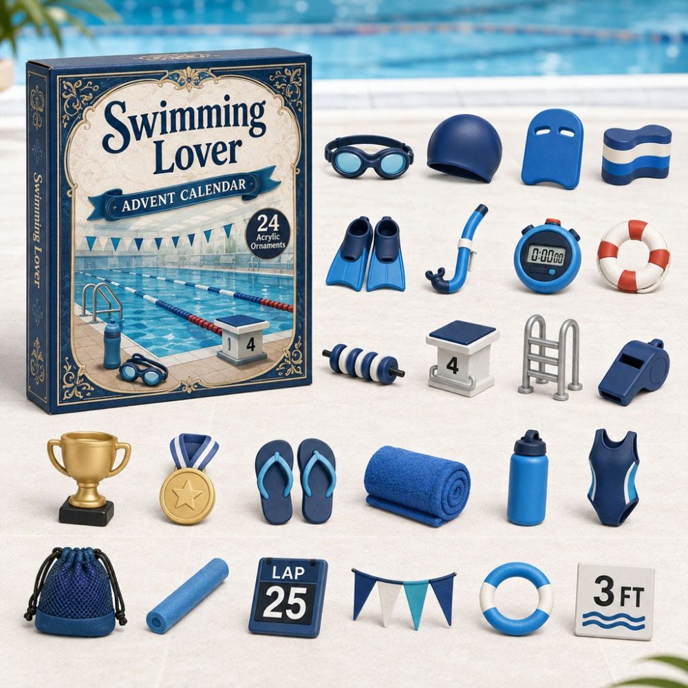 Swimming Lover Advent Calendar 2026 - 24-Day Acrylic Charm Countdown, Perfect Gift For Swimmers & Coaches