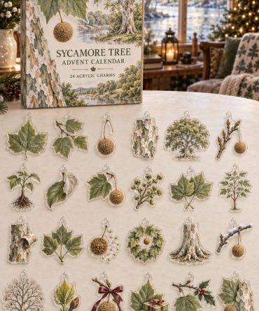 Sycamore Tree Holiday Countdown — 24 Detailed Acrylic Leaf & Tree Charms, Advent Set For Nature Enthusiasts & Crafters