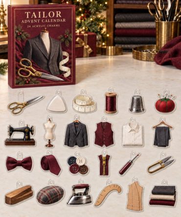Tailor Sewing 24-Charm Advent Countdown — Acrylic Sewing Machine & Thread Charms, Gift For Tailors, Dressmakers & Crafters 2026