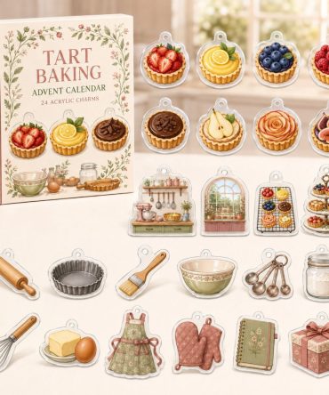 Tart Baker Advent Calendar - 24 Pastry Acrylic Charms, Daily Dessert Surprises For Bakers & Foodies , Cute Stocking Stuffer