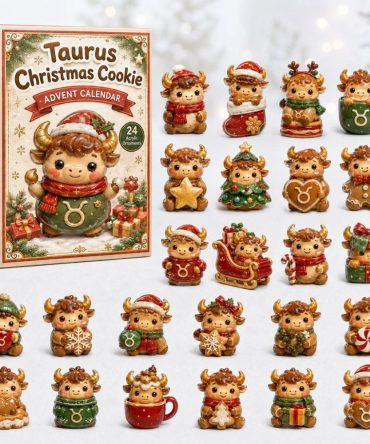 Taurus Christmas Cookie Advent Calendar 2026 — 24 Acrylic Zodiac Charm Countdown, Horoscope Holiday Gift