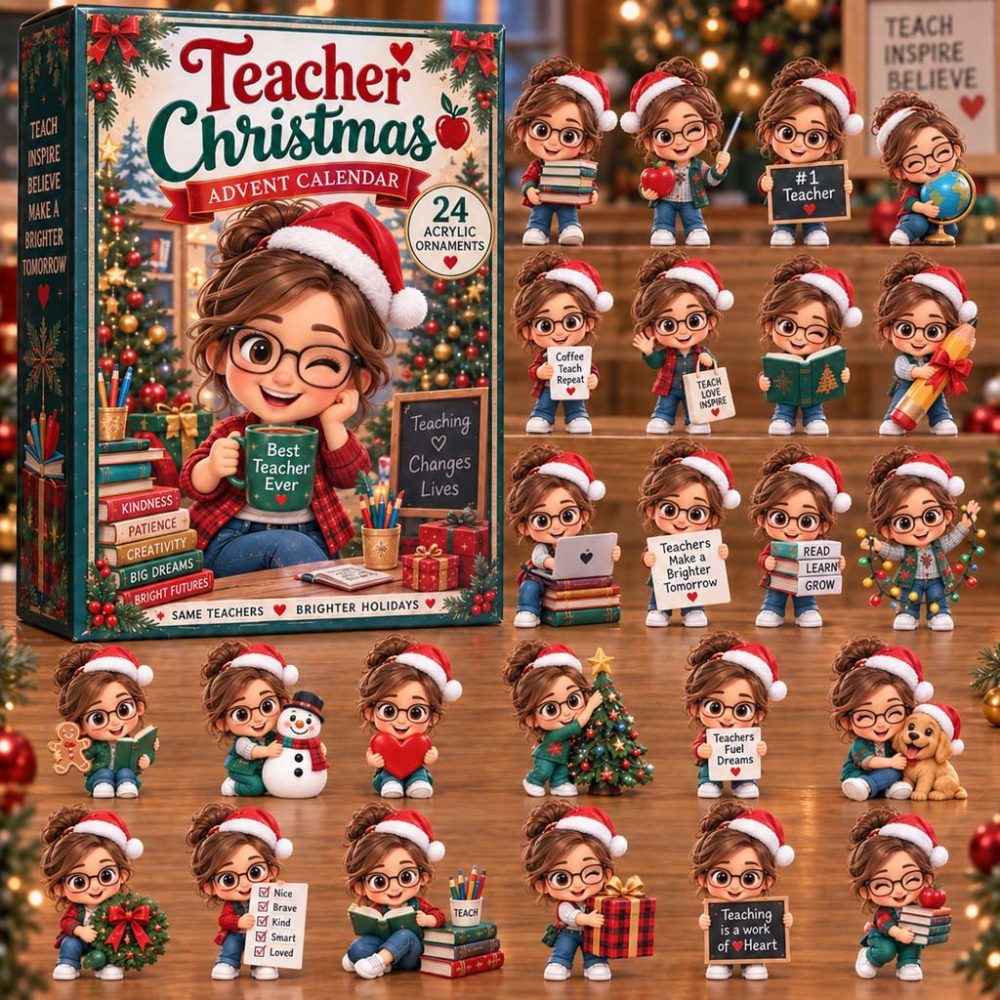 Teacher Christmas Countdown Calendar 2026 — 24-Day Classroom Advent With Acrylic Charms, Thoughtful Gifts For Educators & Students