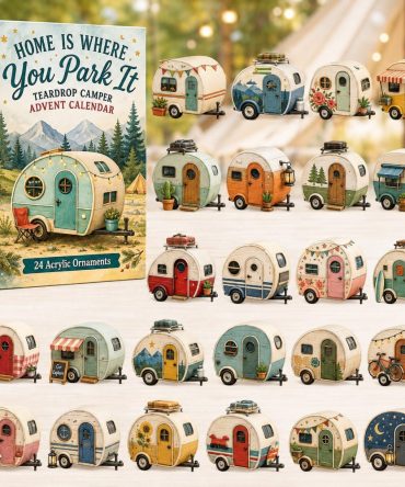 Teardrop Camper Advent Calendar 2026 - 24-Day Acrylic Charm Countdown, Gift For Campers & Rv Enthusiasts