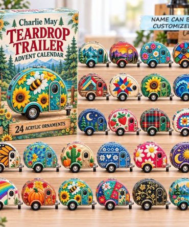 Teardrop Trailer Advent Calendar 2026 - 24-Day Retro Camper Countdown With Scenic Acrylic Charms, Outdoorsy Holiday Gift