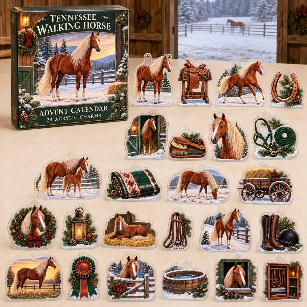 Tennessee Walking Horse Winter Charm Countdown: 24 Acrylic Horse Charms - Holiday Gift For Walking Horse Fans & Equestrian Enthusiasts