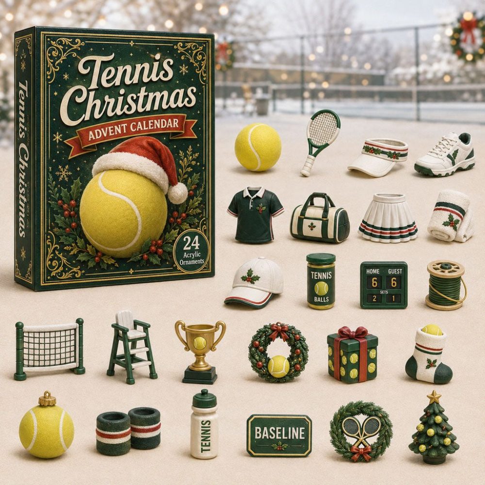 Tennis Christmas Advent Calendar 2026 - 24-Day Acrylic Charm Countdown, Holiday Gift For Tennis Fans