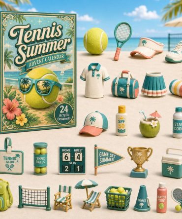 Tennis Summer Advent Calendar 2026 - 24-Day Acrylic Charm Countdown, Gift For Tennis Fans & Summer Players