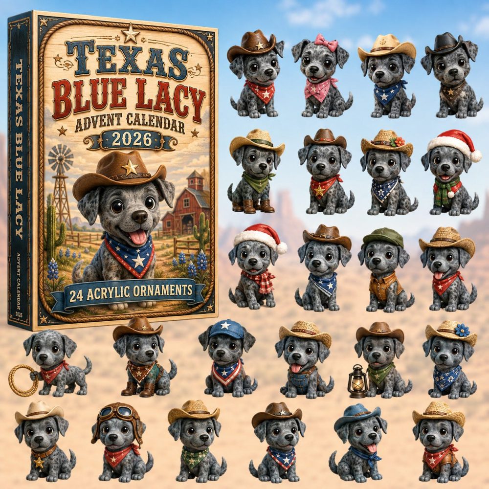 Texas Blue Lacy Advent Calendar 2026 - 24-Day Acrylic Charm Countdown, Perfect Gift For Dog Enthusiasts