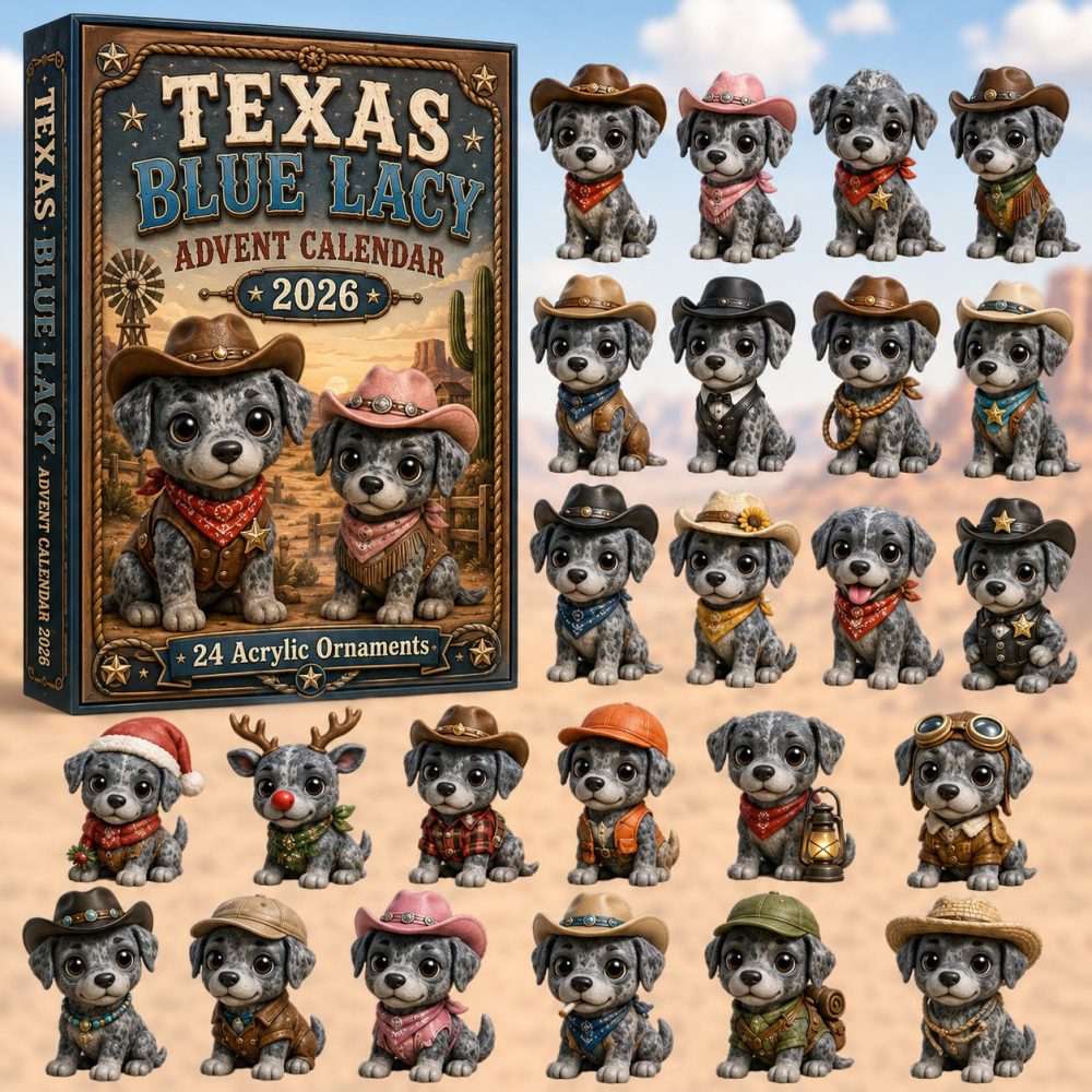 Texas Blue Lacy Citizens Advent Calendar 2026 - 24-Day Acrylic Charm Countdown, Breed Lover Holiday Gift