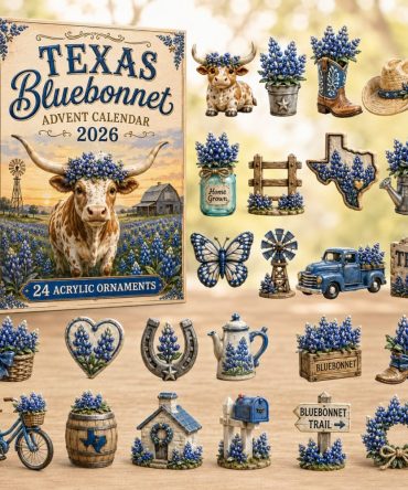 2026 Texas Bluebonnet Advent Calendar — 24-Day Acrylic Charm Countdown For Gardeners & Texan Nature Lovers