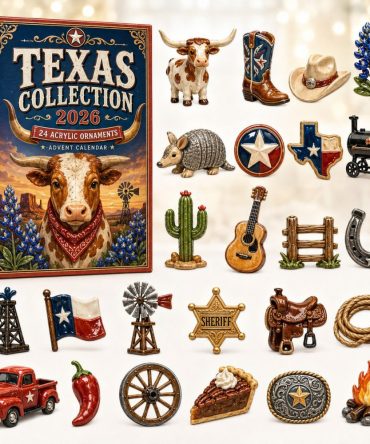 2026 Texas Collection Advent Calendar — 24 Acrylic Charm Set Celebrating Texan Icons, Perfect Holiday Gift