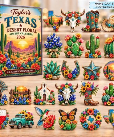 Texas Desert Floral Advent Calendar 2026 — 24-Day Acrylic Charm Set With Cactus & Wildflower Designs For Holiday Decor