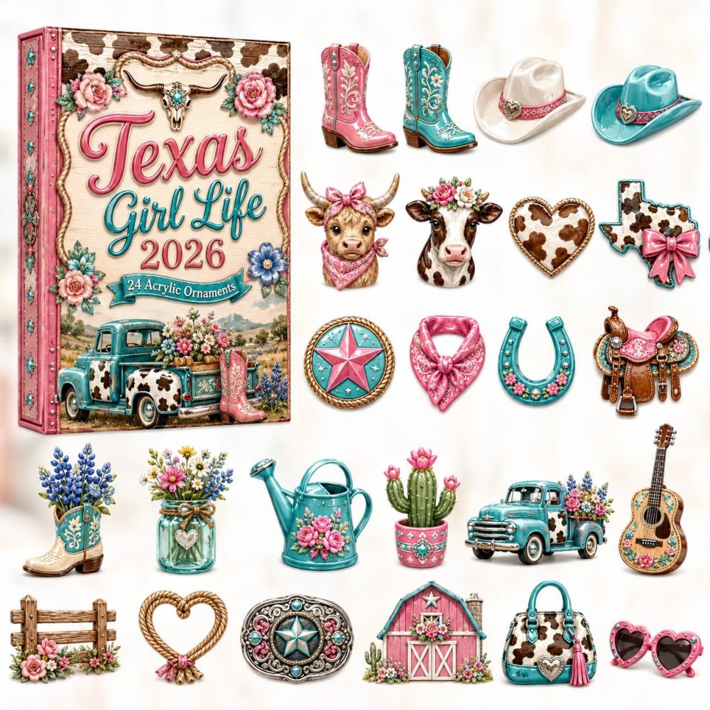 2026 Texas Girl Life Advent Calendar — 24 Acrylic Charm Countdown For Girls, Texan Gifts & Cute Western Decor
