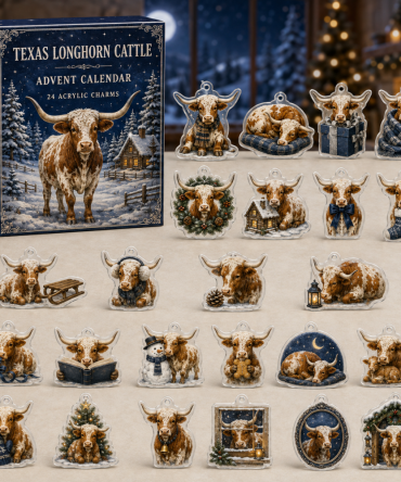 Texas Longhorn Holiday Charm Collection — 24-Day Acrylic Advent Set For Western & Ranch Lovers, Festive Ornaments & Gifts