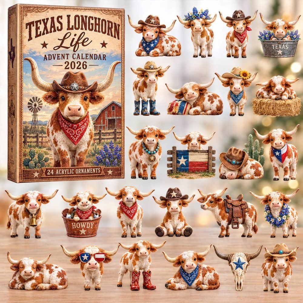 2026 Texas Longhorns Advent Calendar — 24 Acrylic Charms Countdown For Fans, College Football Holiday Gift