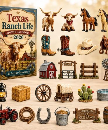 2026 Texas Ranch Life Advent Calendar — 24-Day Acrylic Charm Countdown, Western Country Holiday Gift Set