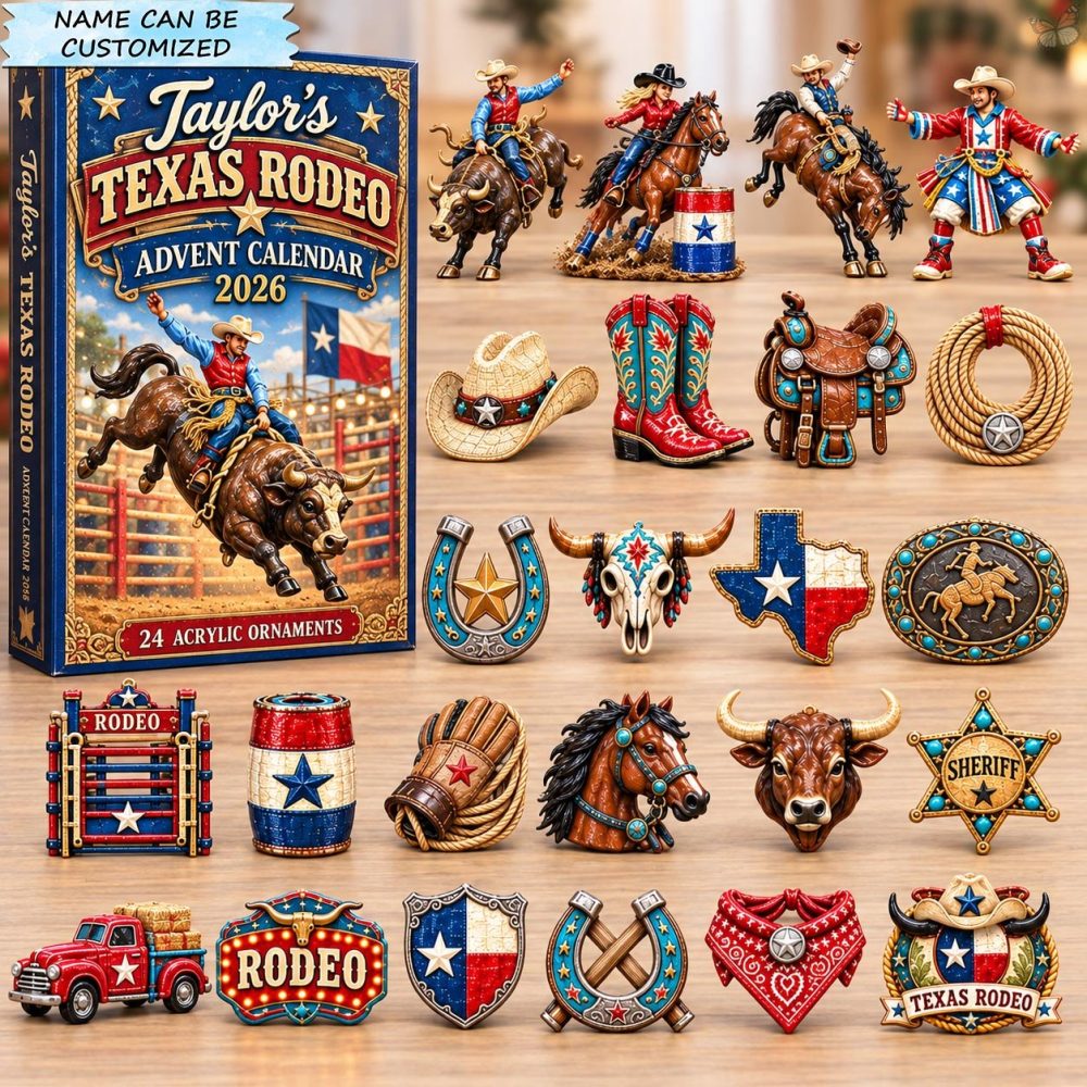 Texas Rodeo Pride Advent 2026 — 24-Day Rodeo & Cowboy Holiday Countdown With Acrylic Rodeo Charms, Collectible Western Ornaments