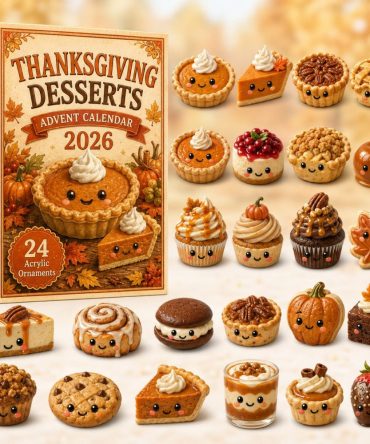 Thanksgiving Dessert Countdown Calendar 2026 — 24-Day Holiday Treat Advent With Acrylic Charms, Gift-Ready Family Fun