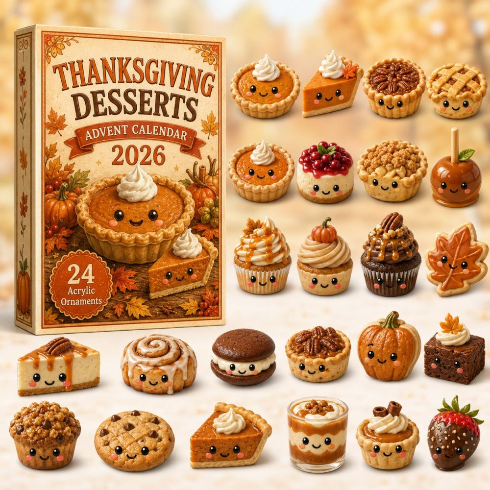 Thanksgiving Dessert Countdown Calendar 2026 — 24-Day Holiday Treat Advent With Acrylic Charms, Gift-Ready Family Fun