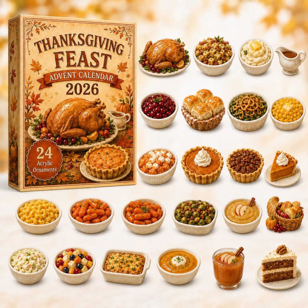 Thanksgiving Feast 2026 Advent — 24-Day Countdown Calendar With Acrylic Charms, Harvest-Themed Holiday Gift & Tabletop Decor
