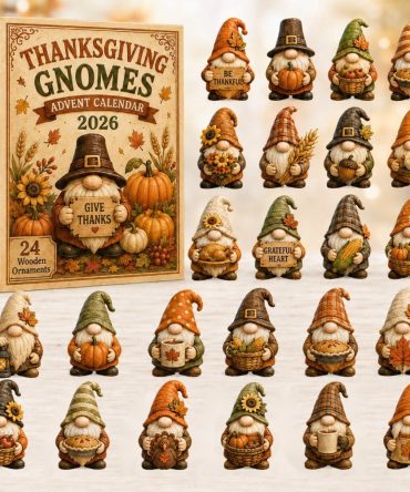 Thanksgiving Gnomes 2026 Advent — 24-Day Countdown With Wooden Charms, Whimsical Fall Decor & Gift For Gnome Collectors
