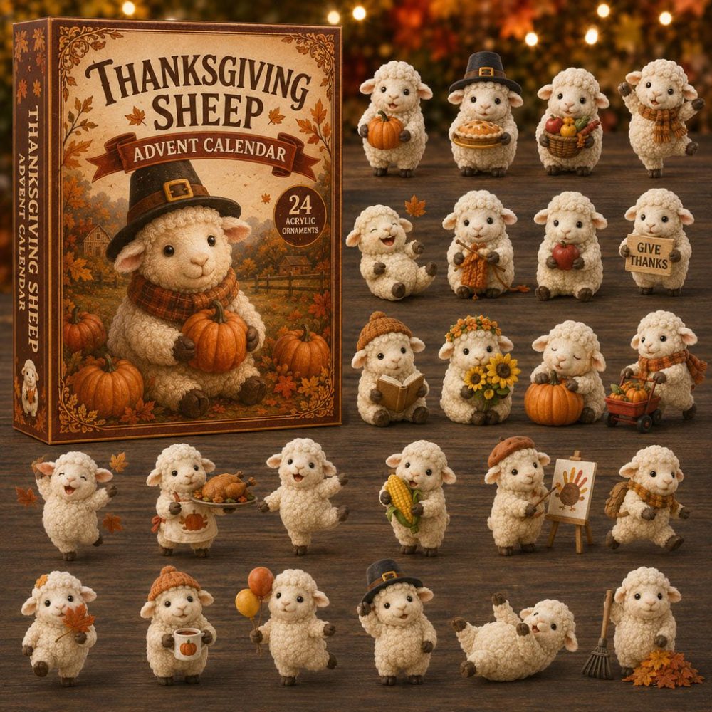 2026 Thanksgiving Sheep Harvest Countdown — 24-Day Acrylic Charm Advent Calendar With Fall Farmyard & Sheep-Themed Keepsakes