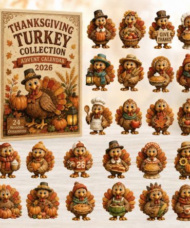 Thanksgiving Turkey 2026 Advent — 24-Day Countdown Calendar With Wooden Charms, Festive Harvest Gift & Seasonal Keepsake